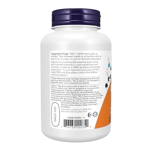 NOW Foods L-Arginine 1000 mg Review: Amino Acid Tablets image 3