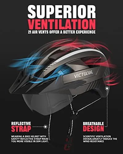 VICTGOAL Bike Helmet Review: Rear Light and Visor image 3