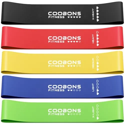 Resistance Bands for Working Out, Exercise Bands Resistance Bands Set with 5 Resistance Levels, Latex Loop Bands for Women Men, Workout Bands for Legs, Glutes, Strength Training, Yoga, Home Gym